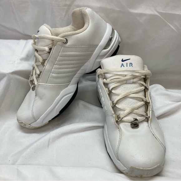 Nike Air Womens Training Leather Running Shoes Size 8 (39) White & Blue. - Picture 1 of 7